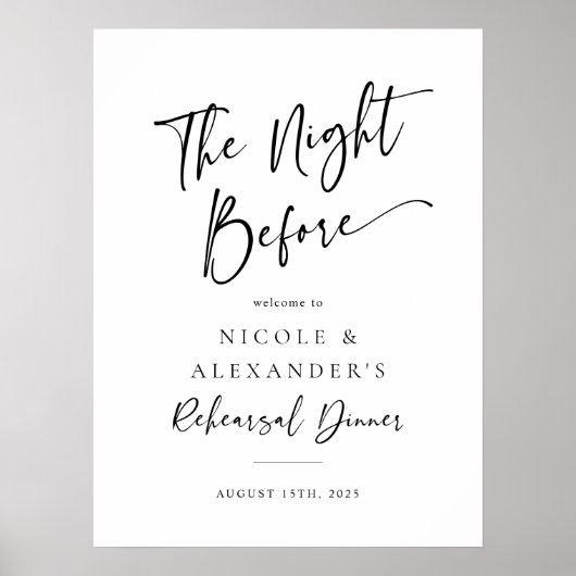 Begrüßungsunterschrift für die Nacht vor der Probe Poster (Vorne)