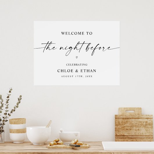 Begrüßungsunterschrift für die Nacht vor der Probe Poster (Küche)