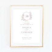 Begrüßungsunterschrift für florale Elegant-Rose Mo Poster