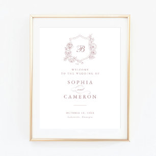 Begrüßungsunterschrift für florale Elegant-Rose Mo Poster