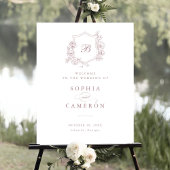 Begrüßungsunterschrift für florale Elegant-Rose Mo Poster