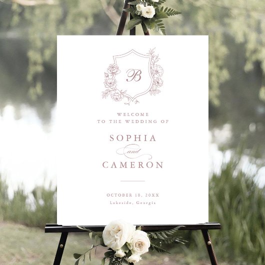 Begrüßungsunterschrift für florale Elegant-Rose Mo Poster