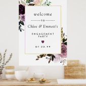 Begrüßungsunterschrift für lila rosa florales Enga Poster (Küche)