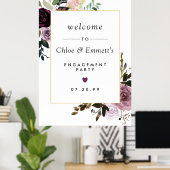 Begrüßungsunterschrift für lila rosa florales Enga Poster (Heimbüro)