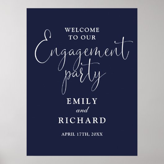 Begrüßungsunterschrift für Navy Blue Engagement Poster (Vorne)