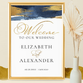Begrüßungszeichen | Aquarell Abstrakt Gilded Poster