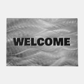 Begrüßungszeichen auf Abstrakt gebürstetem Metall Fußmatte (Vorderseite)