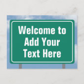 Begrüßungszeichen auf der Autobahn mit beliebigem Postkarte (Vorderseite)