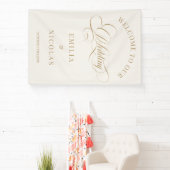 Begrüßungszeichen Beige und Gold Classic Banner (InSitu)