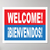 Begrüßungszeichen Bienvenidos Englisch und Spanisc Poster (Vorne)