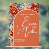 Begrüßungszeichen | Boho Terracotta Floral Acrylschild (Neutral)