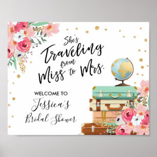 Begrüßungszeichen Brautparty Miss an Frau Floral Poster