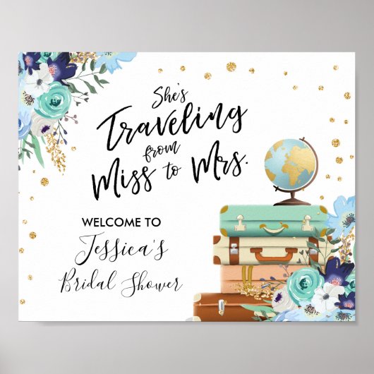 Begrüßungszeichen Brautparty Miss an Frau Floral Poster (Vorne)