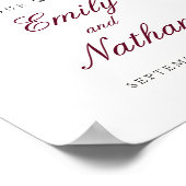 Begrüßungszeichen Burgund Wasserfarbenflora Poster (Ecke)