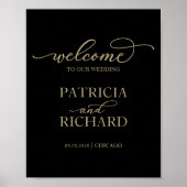 Begrüßungszeichen | Chic Gold Script Black Poster (Vorne)