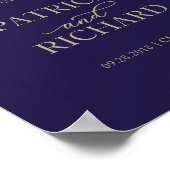 Begrüßungszeichen | Chic Gold Script Navy Blue Poster (Ecke)