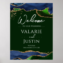Begrüßungszeichen der Blue Agate Green Wedding Poster