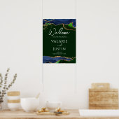 Begrüßungszeichen der Blue Agate Green Wedding Poster (Küche)