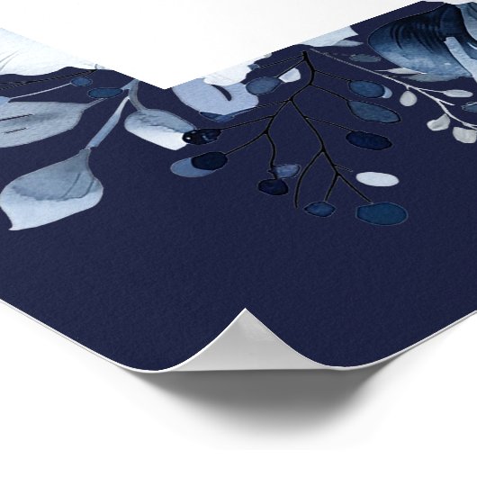 Begrüßungszeichen der Blue String Light Floral Poster (Ecke)