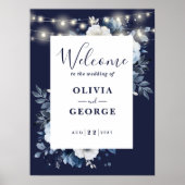 Begrüßungszeichen der Blue String Light Floral Poster (Vorne)