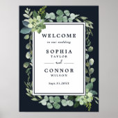 Begrüßungszeichen der Blue Succulent Wedding Mitte Poster (Vorne)