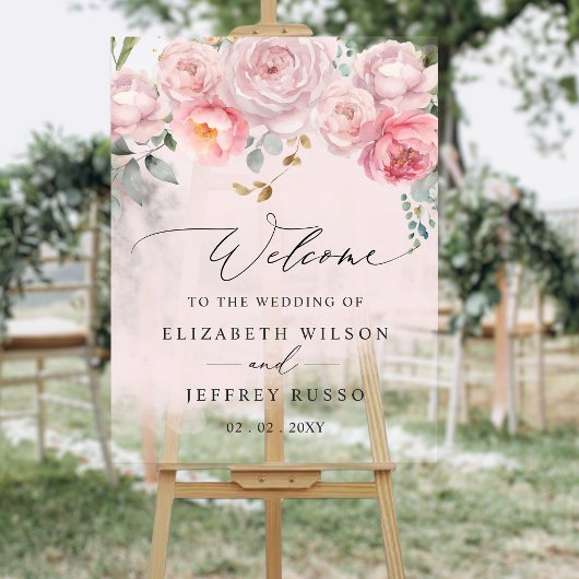 Begrüßungszeichen der Blush Bloral Acrylschild