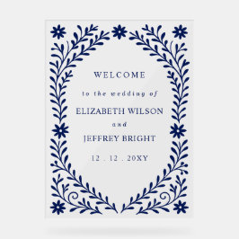 Begrüßungszeichen der Boho Navy Acrylschild