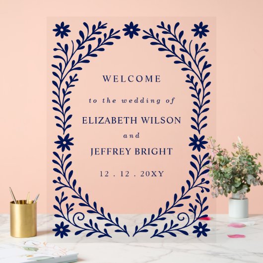 Begrüßungszeichen der Boho Navy Acrylschild (Hochzeit)