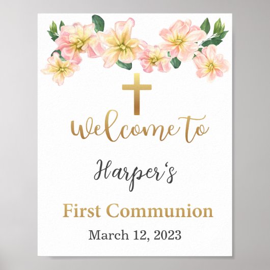Begrüßungszeichen der ersten Kommunion, Kommunione Poster (Vorne)