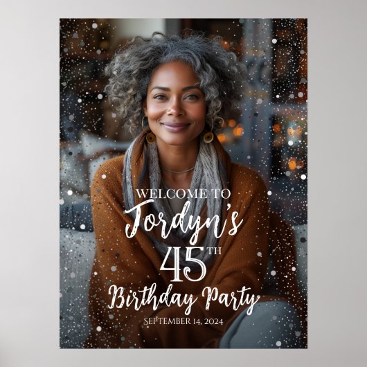 Begrüßungszeichen der Geburtstagsfeier mit Foto Poster (Vorne)