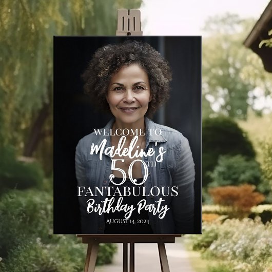 Begrüßungszeichen der Geburtstagsfeier mit Foto Poster