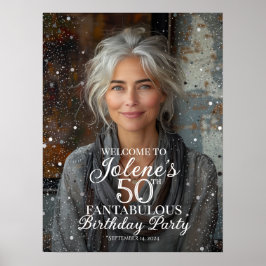 Begrüßungszeichen der Geburtstagsfeier mit Foto Poster