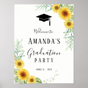Begrüßungszeichen der Graduierungspartei Blumen un Poster