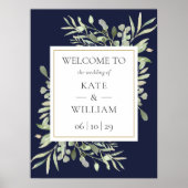 Begrüßungszeichen der grünen Navy Blue Wedding Poster (Vorne)