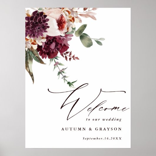 Begrüßungszeichen der Herbst-Romance-Wasserfarbenh Poster (Vorne)