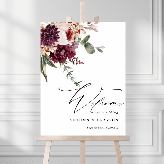 Begrüßungszeichen der Herbst-Romance-Wasserfarbenh Poster