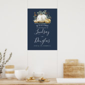 Begrüßungszeichen der Hochzeit im Herbst Gold und Poster (Küche)