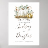 Begrüßungszeichen der Hochzeit im Herbst Gold und Poster (Vorne)