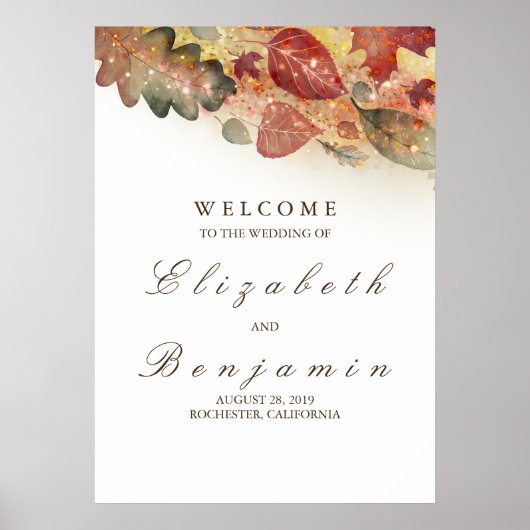 Begrüßungszeichen der Hochzeit im Herbst Poster (Vorne)
