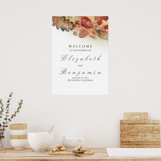 Begrüßungszeichen der Hochzeit im Herbst Poster (Küche)