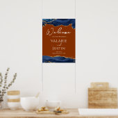 Begrüßungszeichen der Hochzeit von Navy Blue Agate Poster (Küche)