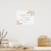 Begrüßungszeichen der Hochzeit von Pampas Grass Poster (Küche)