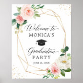 Begrüßungszeichen der modernen Blush-Blues-Graduie Poster (Vorne)