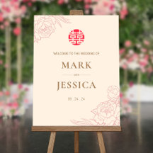 Begrüßungszeichen der "Peony Line Art Wedding"