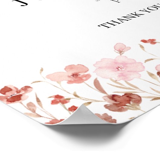 Begrüßungszeichen der rosa Wildblume Poster (Ecke)