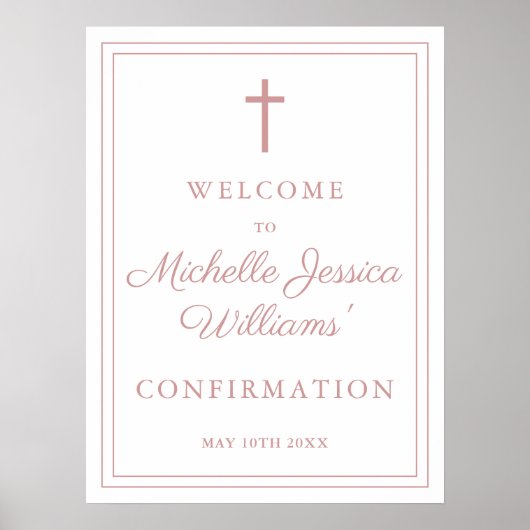 Begrüßungszeichen der rosafarbenen Rose Poster (Vorne)