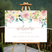 Begrüßungszeichen der Rose Gold Spring Floral Wedd Poster