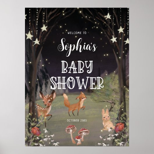 Begrüßungszeichen der verzauberten Woodland Baby-D Poster (Vorne)