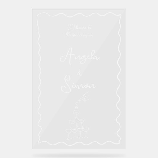 Begrüßungszeichen des Champagner Tower Wavy Acryli Acrylschild (Vorderseite)