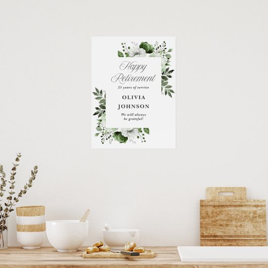 Begrüßungszeichen des eleganten Green Floral Retir Poster (Küche)